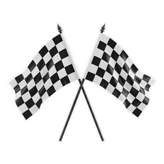 Fototapeta premium 3D Pair of Crossed Black and White Checkered Racing Flags, Transparent Background 