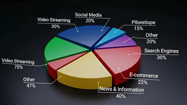 A colorful pie chart displaying data on digital trends and statistics.