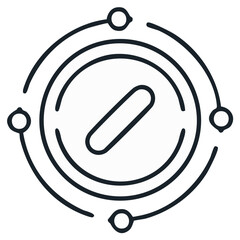 Line Art of a Round Technology Connection Icon with Connecting Points