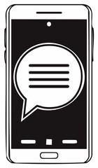 Smartphone with Chat Bubble Display Communication and Text Message Icon on Screen