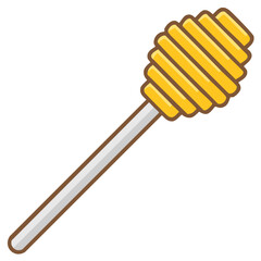 Cartoon illustration of a honey dipper with a golden head