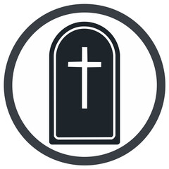 Simple Icon of a Tombstone with a Cross Inside a Circle