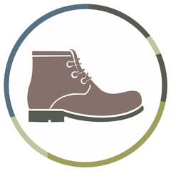 Stylized Boot in Circular Frame Illustration, Isolated Design Element