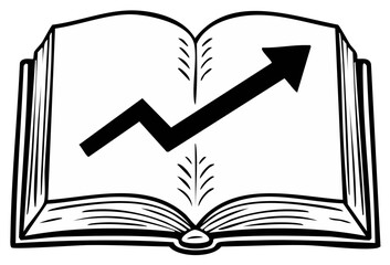 Open Book Displaying Growing Graph, Showing Increase, Progress or Investment Success, Flat Vector Illustration