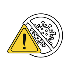 Virus outbreak warning symbol in flat vector style