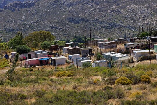 A squatter camp near De Doorns , Western Cape, South Africa. Situated next to a highway.