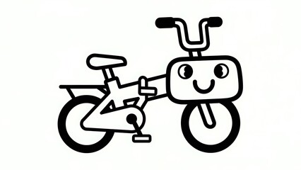 Smiling Bicycle Cartoon Illustration.