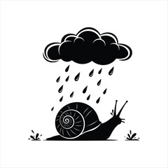 A solitary snail sheltered beneath a dark rain cloud silhouette © MasudaMaya