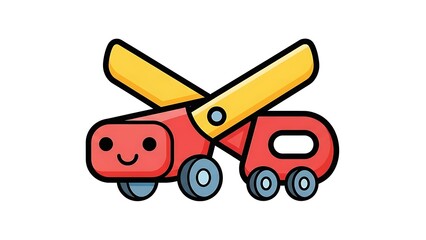 Cartoon Tractor with Smiling Face Illustration.