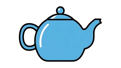Blue Teapot Illustration on White Background.