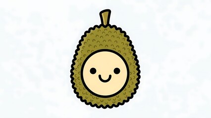 Cartoon Durian Fruit with Smiling Face Illustration.