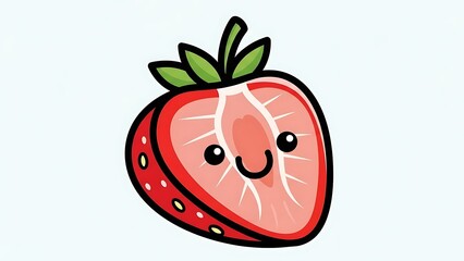 Cartoon Strawberry Character with Smiling Face.