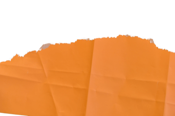 A piece of torn orange paper on a white background.
