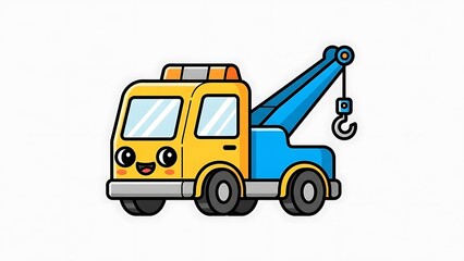 Yellow Tow Truck Cartoon Illustration Vehicle.