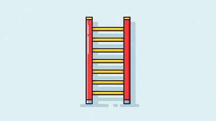 Simple Red Ladder Illustration on White Background.