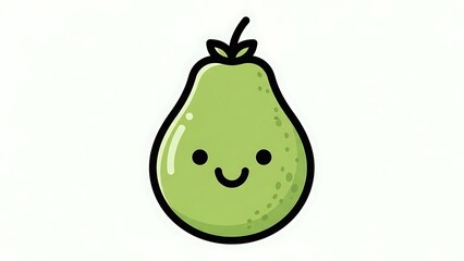 Cartoon Pear Character with Smiling Face.