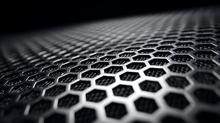Close-up of a Metallic Hexagonal Grid Pattern abstract