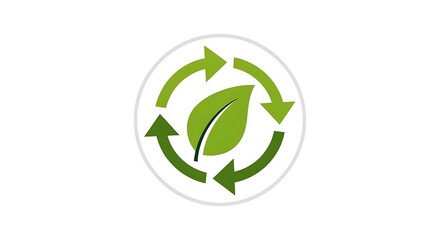 Green Leaf Recycling Symbol Icon Design.