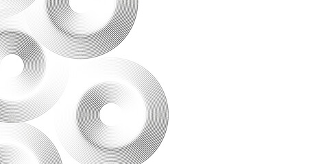 Circular abstract pattern with minimalist black lines on white background. Vector eps 10