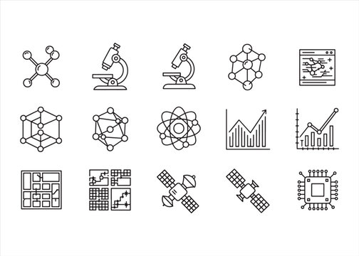 Scientific Iconography Outline Vector Set for Laboratory and Research