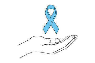 World Cancer Day February 4 Blue Cancer Awareness Ribbon on Helping Hand Illustration