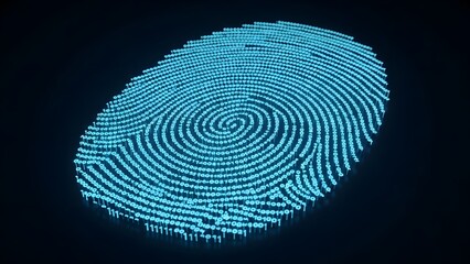A digital fingerprint, a symbol of identity and security, composed of intricate lines and patterns, glowing with a futuristic essence