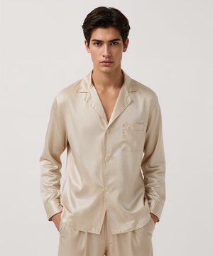 smiling filipino guy on oversized shirt fit model pose on white background