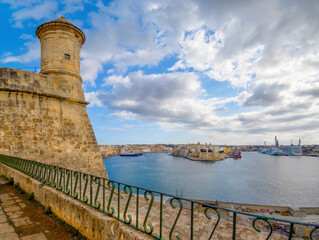 View from Valletta fortress across the Grand Harbour to Sliema skyline