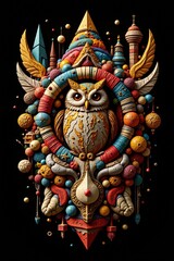 Abstract geometric composition on a black background