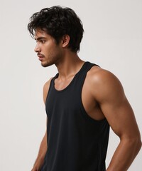 smiling filipino guy on oversized shirt fit model pose on white background