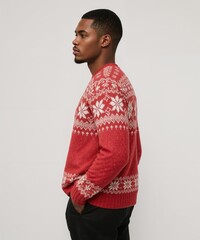 side view filipino guy on oversized shirt fit model pose on white background