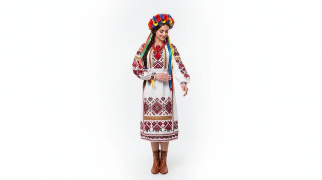 Woman in Traditional Ukrainian Embroidered Dress