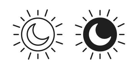 Fototapeta premium Eclipse icons vector glyph flat style. Stroke with editable size icons