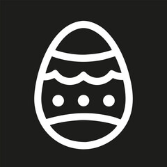 Easter egg silhouette icon with traditional decoration. White logo isolated on black background. Vector illustration