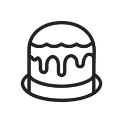 Easter cake silhouette icon with traditional decoration, front view. Vector logo of a Easter. Illustration isolated on white background