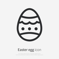 Easter egg silhouette icon with traditional decoration, front view. Vector logo of a Easter. Illustration isolated on white background