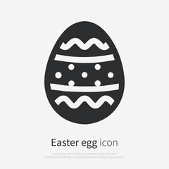Easter egg silhouette icon with traditional decoration, front view. Vector logo of a Easter. Illustration isolated on white background