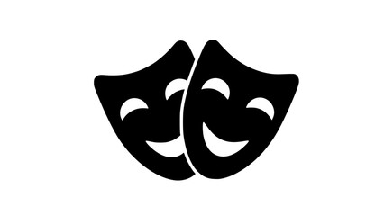 Two funny masks black white icon 