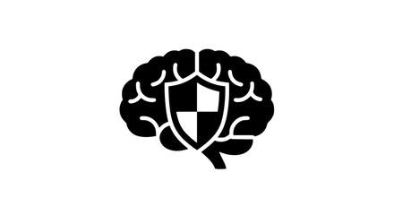 Protected mind black white icon 