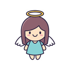 Cute Angel Girl with Wings and Halos