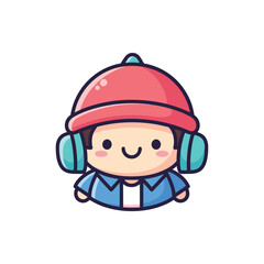 Cute Winter Kid in Hat and Earmuffs