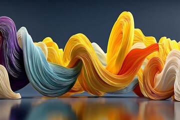 Vibrant flowing ribbons Abstract with colorful waves, smooth curves, and striking color gradients