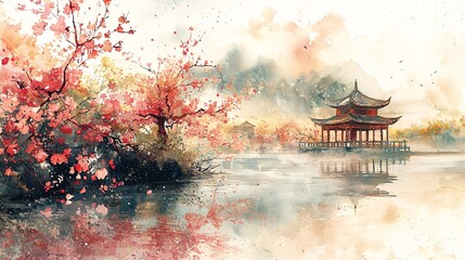 Fototapeta premium Ink wash painting