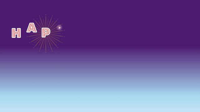 【グラデ背景付】打ち上げ花火と一緒に文字も打ち上がるHAPPY NEW YEAR 2Dイラスト動画
