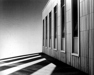 Black and white architectural detail with strong shadows