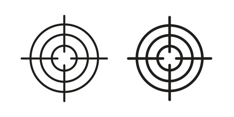 Target icons vector glyph flat style. Stroke with editable size icons