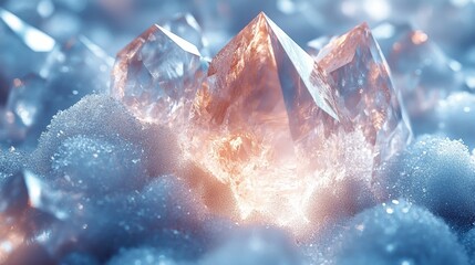 Majestic crystal formation shining brightly natural environment view fantasy concept