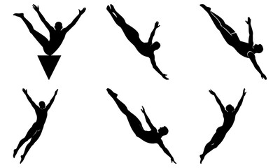 Diver Performing Backward Somersault with Transparent Background silhouette