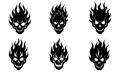 Flaming Skull Silhouette with Transparent Background fire flames
