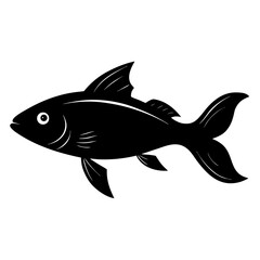A black stylized fish vector illustration isolated on a clean white background artwork